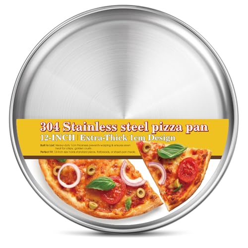 Yuiicaov 12-Inch Stainless Steel Pizza Pan - Durable Round Baking Tray