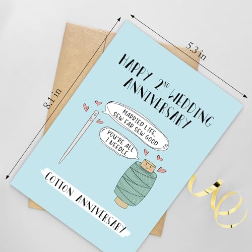 Funny 2 Year Anniversary Card for Husband & Wife - Cotton Theme