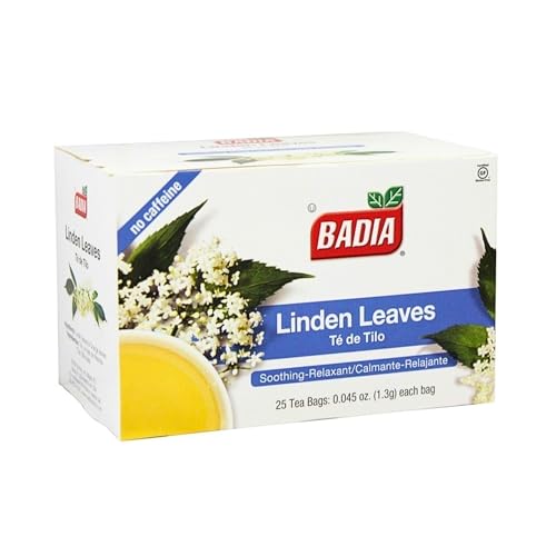 Badia Linden Tea Bags - 25 Caffeine-Free Herbal Infusion for Relaxation