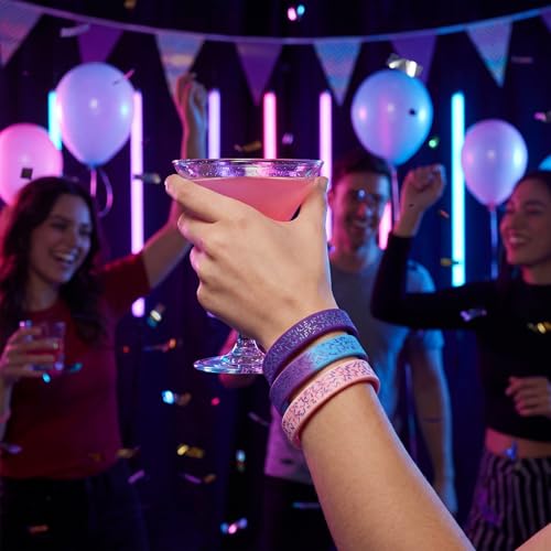 Capoda 24 Pcs Kpop Silicone Wristbands - Purple Music Theme Party Favors