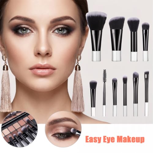 KFHENSOMR Travel Makeup Brush Set 10 Pcs Mini with Zippered Pouch