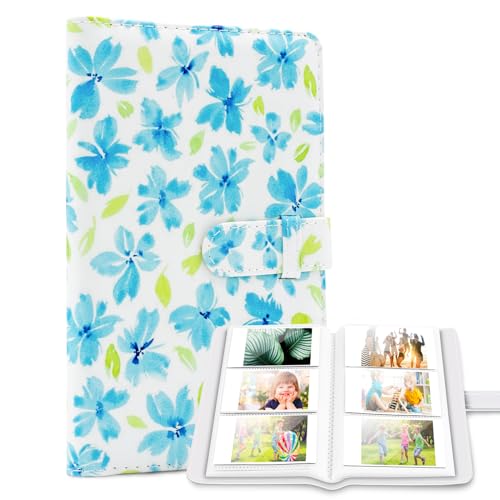 Ablus 96 Pockets Instant Photo Album for Fujifilm Instax Mini & Polaroid - Blue Flowers