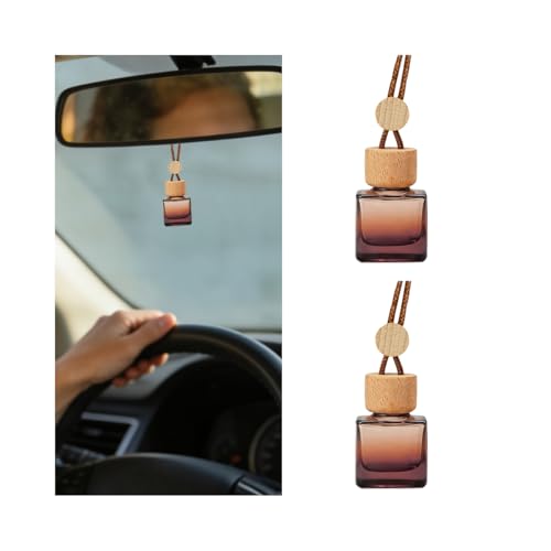 Sandfren Car Rear View Mirror Hanging Perfume Bottle Glass Charm 2PCS