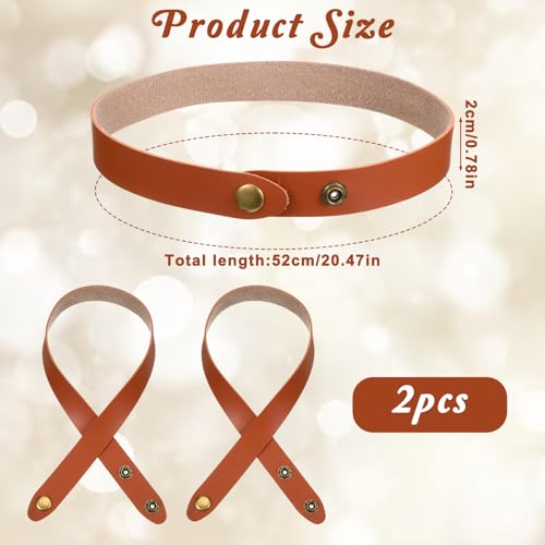 PU Leather Curtain Tie Backs - Adjustable No Drill Holdbacks (Brown)
