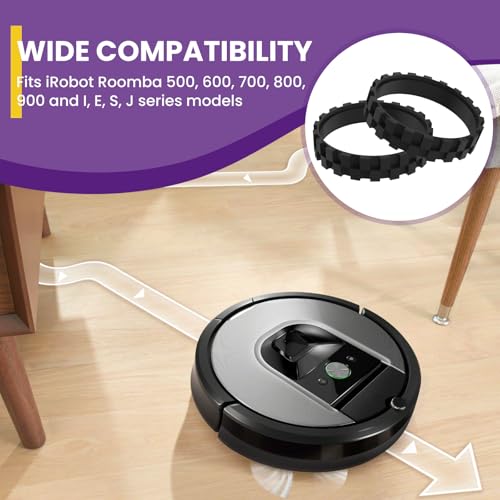 4 Pack Replacement Tires for Roomba Robot Vacuum - 2.56" Diameter