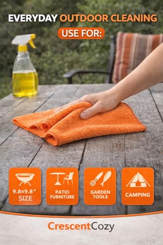 CRESCENT COZY Ultra Absorbent Microfiber Cleaning Cloths, 20 Pack - 9.8x9.8 Inch, Lint-Free for Car, Kitchen & Electronics