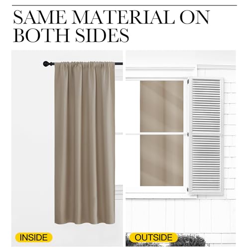NICETOWN 70x63 Blackout Curtains - Energy Saving Thermal Drapes, Taupe