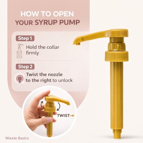 Gold Syrup Pump Dispenser Pack of 2 for 750ml Bottles - Fits Torani, Starbucks & More - Nixxie Basics