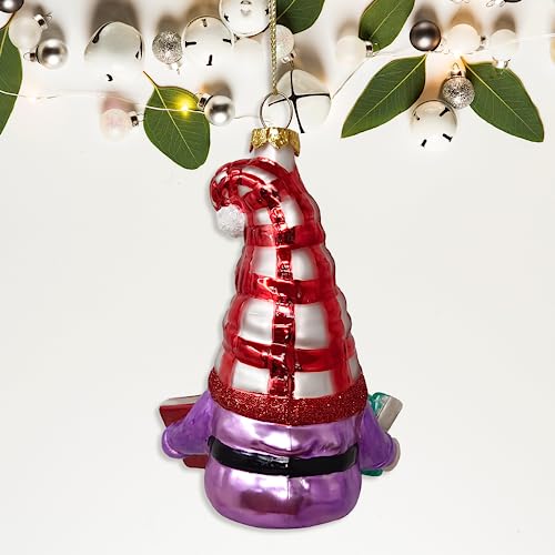 Festive Teacher Gnome Glass Christmas Ornament - Holiday Decor, Gift