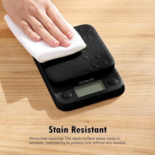 NUTRI FIT Classic Black Digital Kitchen Food Scale - Precision Weighing
