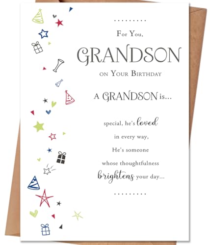 Grandson Birthday Card - Premium 350gsm Greeting Card (Model QQ-133)