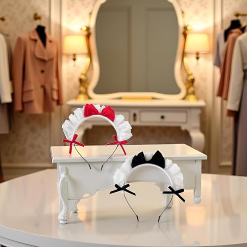 Lolita Lace Bow Headband Set Black and Red Anime Cosplay Hair Band