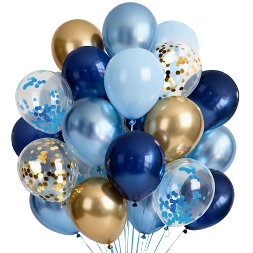 Navy Blue and Gold Balloons - 60 Pack 12 Inch Party Decor