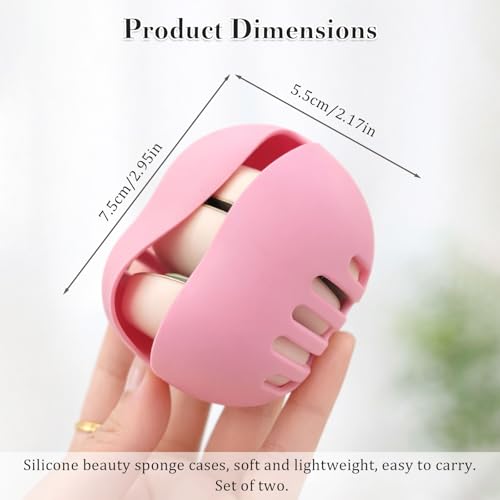2 Pack Silicone Makeup Sponge Holder Breathable Travel Organizer Grey Pink