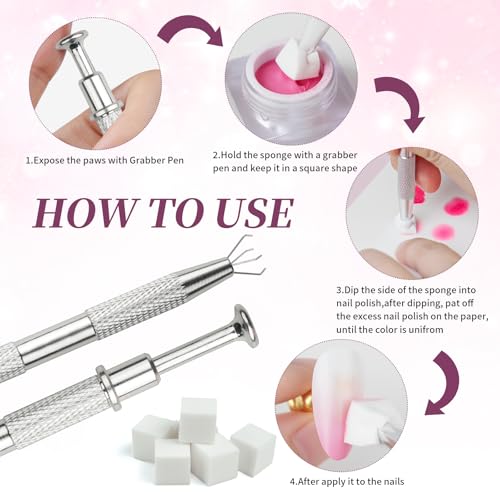 EARLMONI Ombre Nail Sponge and Palette Kit with Grabbing Pen