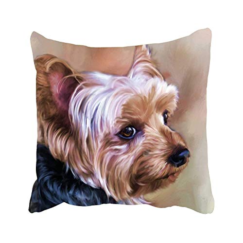 Yorkie Throw Pillow Cover 18x18, Yorkshire Terrier Decorative Cushion Case