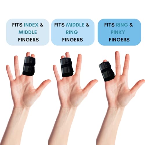 2Pcs Trigger Finger Splint with 2 Metal Bars, Thumb Finger Splint,Finger Brace,Fingers Straightening,Pain Relief,Arthritis,Suitable for double fingers,thumb, Index, Middle, Ring, Pinky Finger (Black)