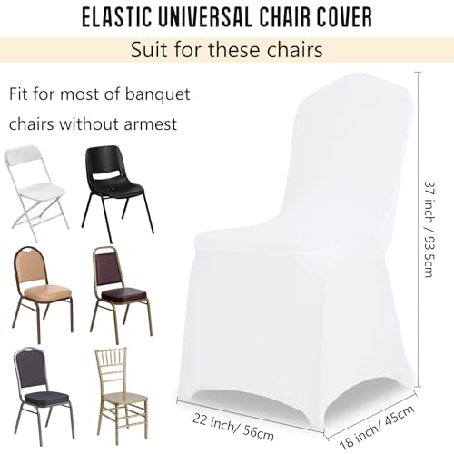 JALANCY 1 Pack White Stretch Polyester Spandex Chair Covers for Weddings & Events