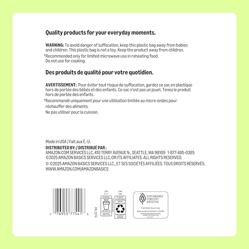 Amazon Basics 8.62 Inch Disposable Paper Plates, 600 Count (Pack of 2)
