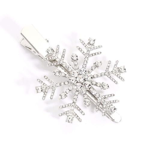 Soochat Rhinestone Snowflake Hair Clips Sparkly Silver Hair Barrettes