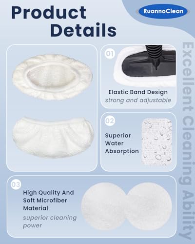 12 Pack Microfiber Steam Cleaner Pads for Handheld Steam Cleaners - White