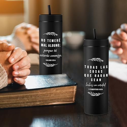 Teenyyou 10 Pcs Christian Bible Verse Tumblers - Leaf Spanish Variation