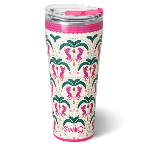 32oz Insulated Travel Tumbler with Lid - Palm Royale Pattern