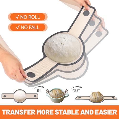 Grey HOTEC 2-Pack Silicone Bread Sling for Dutch Oven - Heat-Resistant & Non-Stick Baking Liners