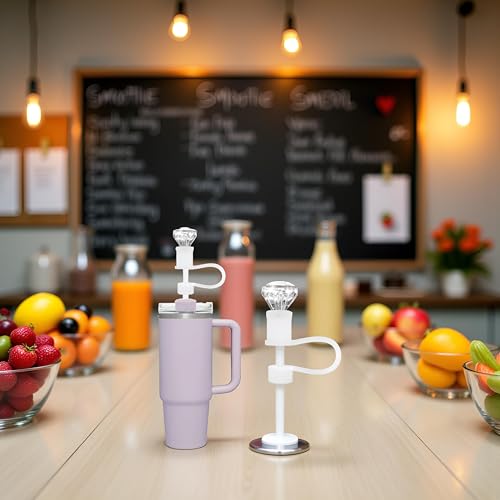 Cute White Diamond Silicone Straw Topper Caps for Tumblers