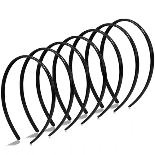 7 Pcs Plastic Headbands for Women Black Non-Slip Hair Bands with Teeth