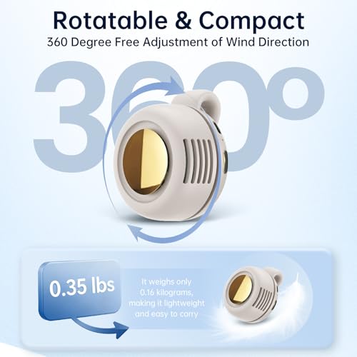 Neorine Portable Bladeless Clip-On Fan - 3-Speed Rechargeable Waist Fan, White