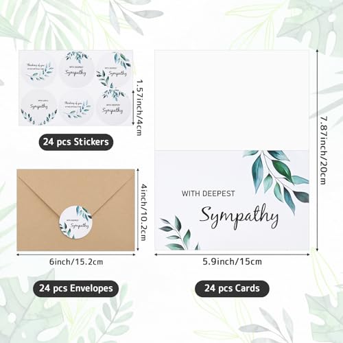 24 Sympathy Cards with Envelopes - Elegant Watercolor Designs