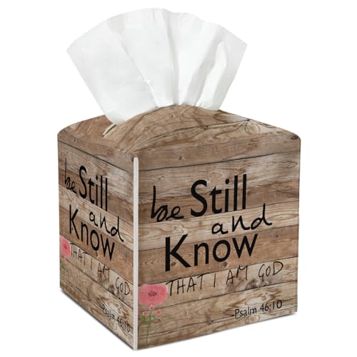 Christian Scripture Square Tissue Box Cover - Psalm 46:10 Waterproof Pattern 7