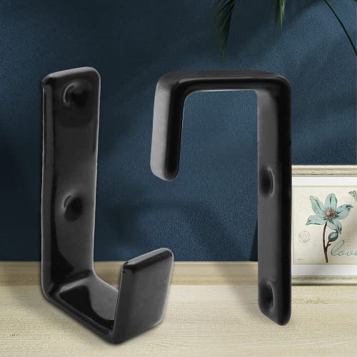 Bivethoi 2pcs Heavy-Duty Bunk Bed Ladder Hook Brackets, 1-Inch Black Iron