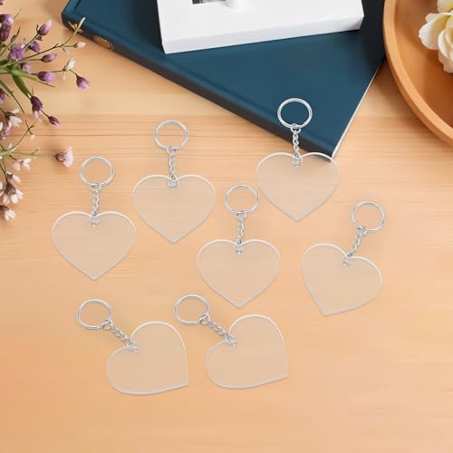 12 Pack Clear Acrylic Heart Keychain Blanks for DIY Crafts