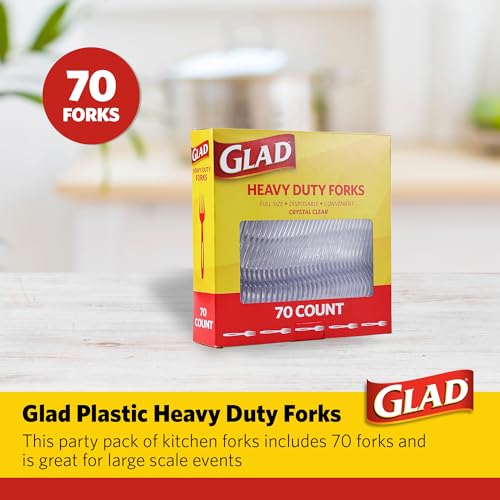 Glad Heavy Duty Plastic Forks, 140 Pack - Clear Disposable Cutlery
