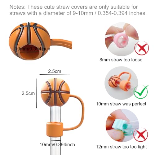 Silicone Straw Cover for Stanley Cup - 10mm Basketball Topper