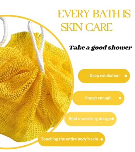 Authentic African Exfoliating Net Sponge - Yellow Shower Bath Body Scrubber