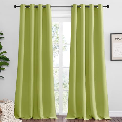 NICETOWN Blackout Curtains - 55" x 102" Grommet Panels, Fresh Green (Set of 2)