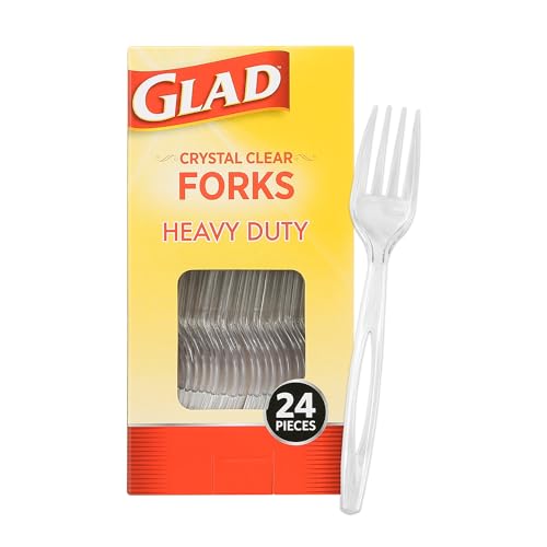 Glad Heavy Duty Disposable Plastic Forks, 24 Count - Break-Resistant
