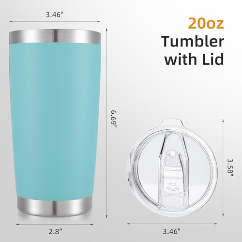 Sky Blue 20 oz Stainless Steel Insulated Tumbler with Lid - Durable, Leak-Proof, Double Wall, Fits Car Cup Holders