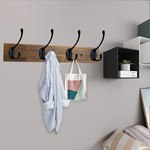 IBosins 17" Vintage Wall Mounted Coat Rack with 4 Hooks