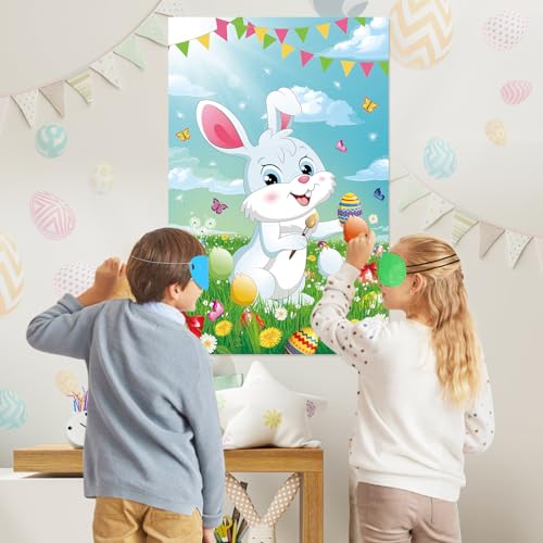 Pin the Tail on the Bunny Game for Easter Parties - 36 Stickers & Masks