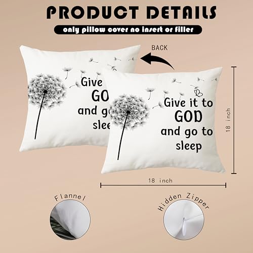 Dandelion Throw Pillow Cover - 'Give it to God' 18x18