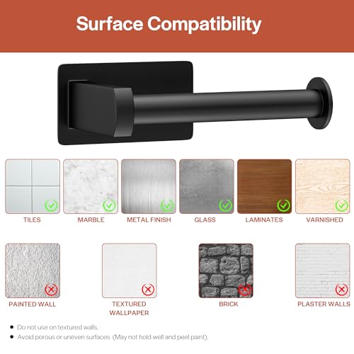Empava Self-Adhesive Toilet Paper Holder Matte Black Ring, SUS 304 Stainless Steel