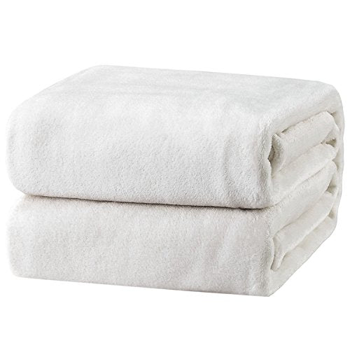 Bedsure GentleSoft Twin Fleece Blanket - 300GSM White Plush