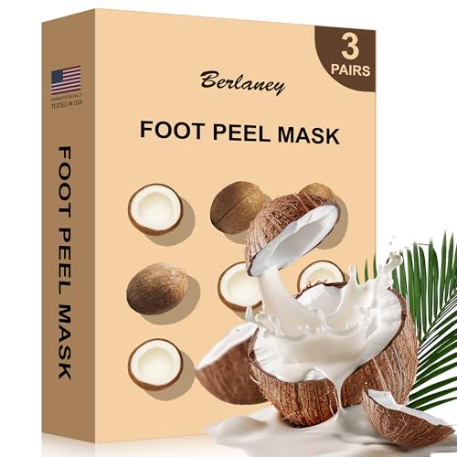 Coconut Foot Peeling Mask 3 Pairs - Exfoliating Dead Skin Remover for Dry Feet and Cracked Heels