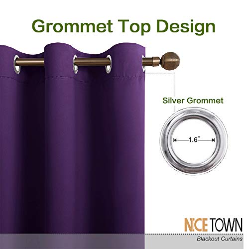NICETOWN Blackout Curtain, 42x72 Inch Grommet Window Drape - Royal Purple