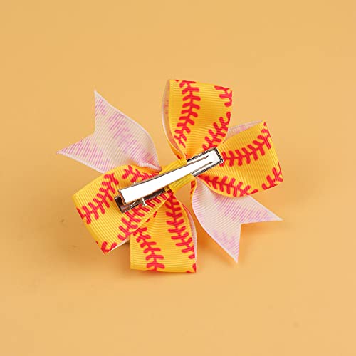 Softball Hair Bow Clip - 3.15 Inch Grosgrain Ribbon Sports Hair Clip for Girls