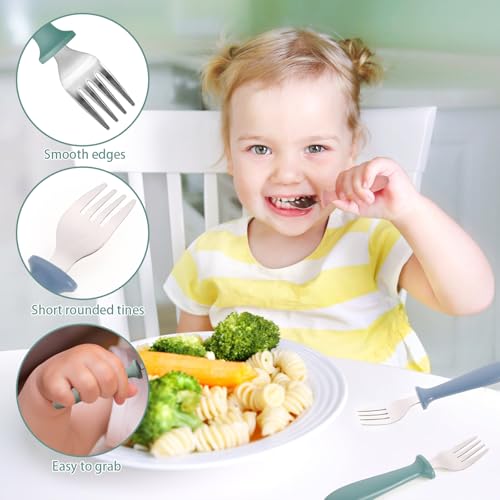 Toddler Fork Set - 6-Pack Stainless Steel with Plastic Handles